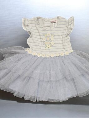 Girls Striped dress with Sparkle Tulle bottom-Size 18M